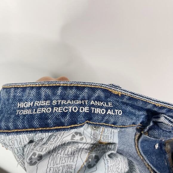 Wild Fable Women 6 High Rise Straight Ankle Jeans Ripped Button Fly Denim Cotton - Picture 12 of 13